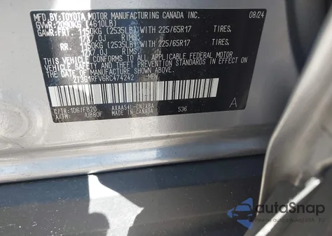 2024 Toyota Rav4 Le z USA, uszkodzony, nr VIN 2T3G1RFV6RC474242